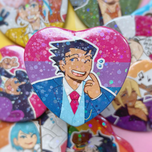 Ace Attorney Pride Heart Buttons
