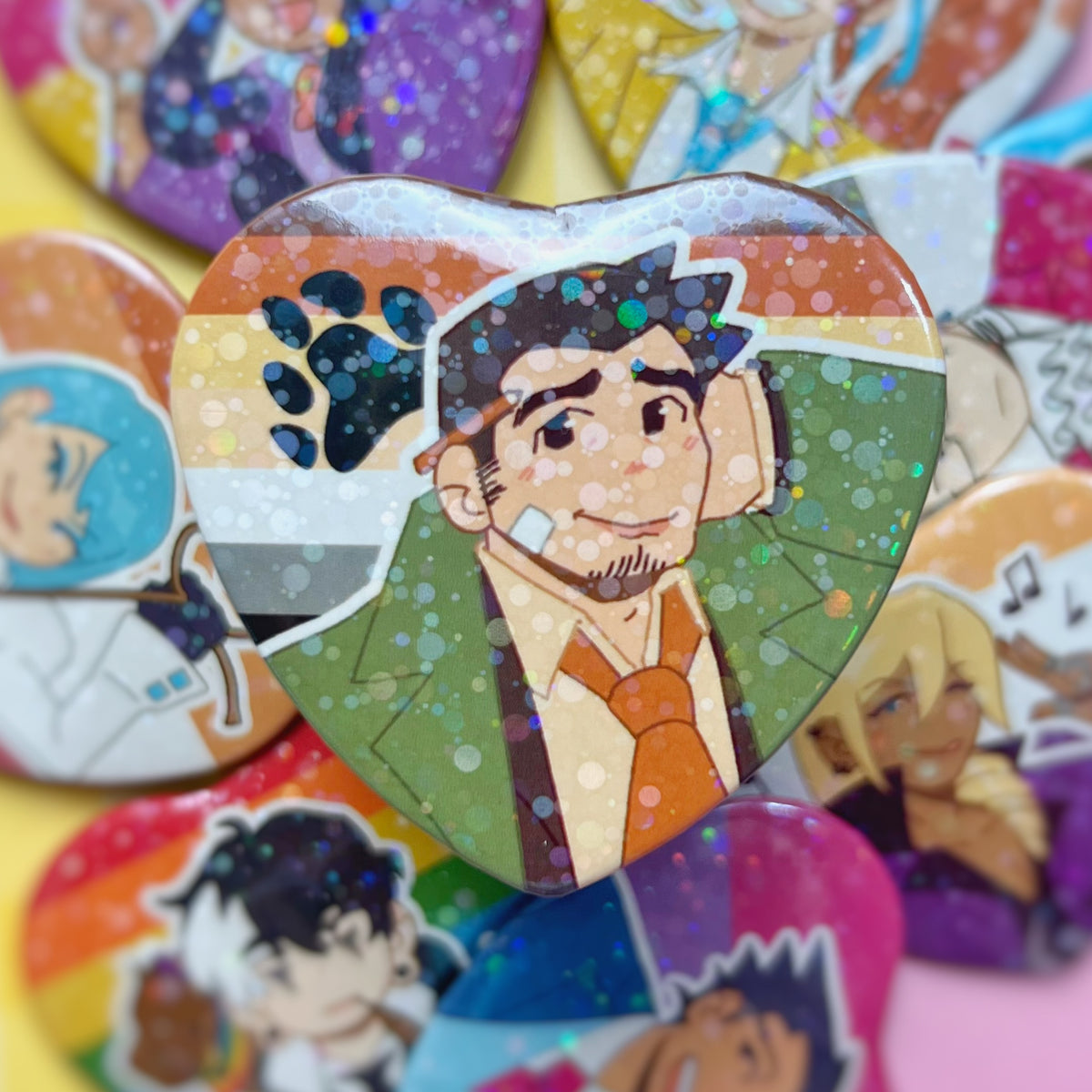 Ace Attorney Pride Heart Buttons