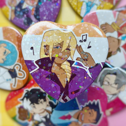 Ace Attorney Pride Heart Buttons