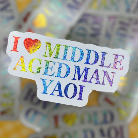 I Heart Middle Aged Man Yaoi Holo Sticker