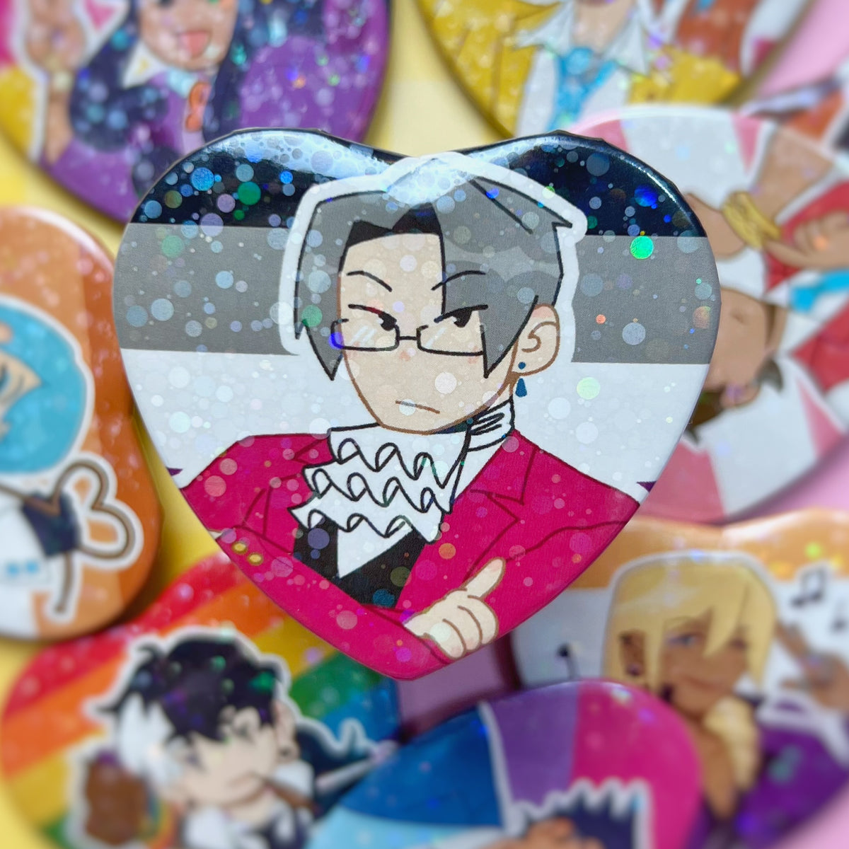 Ace Attorney Pride Heart Buttons