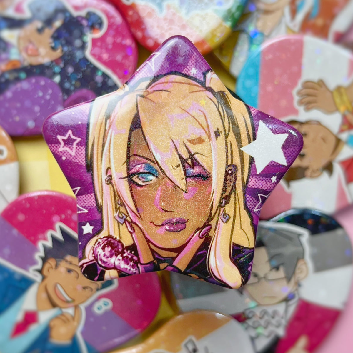 Klavier Star Glitter Button