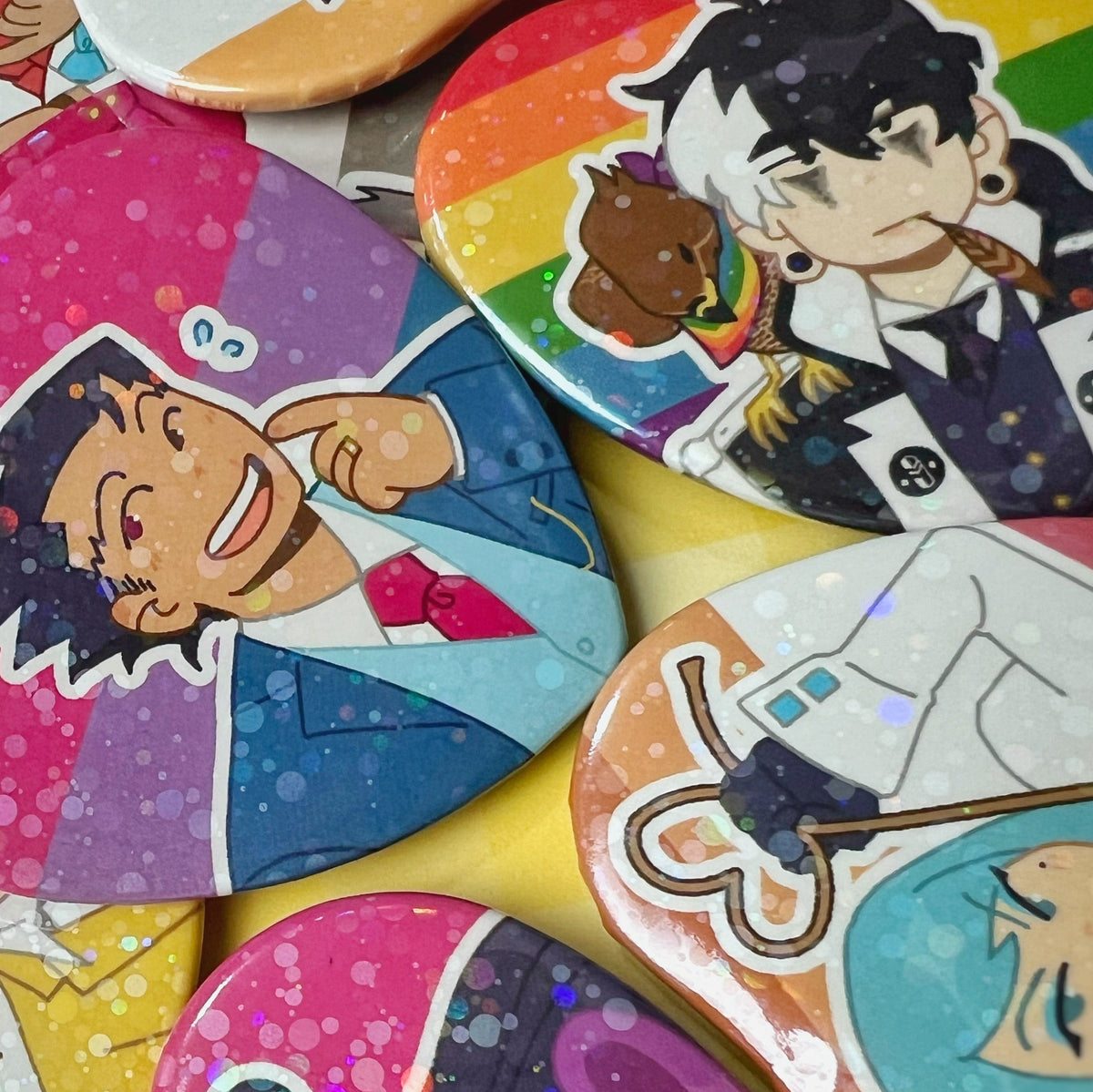 Ace Attorney Pride Heart Buttons