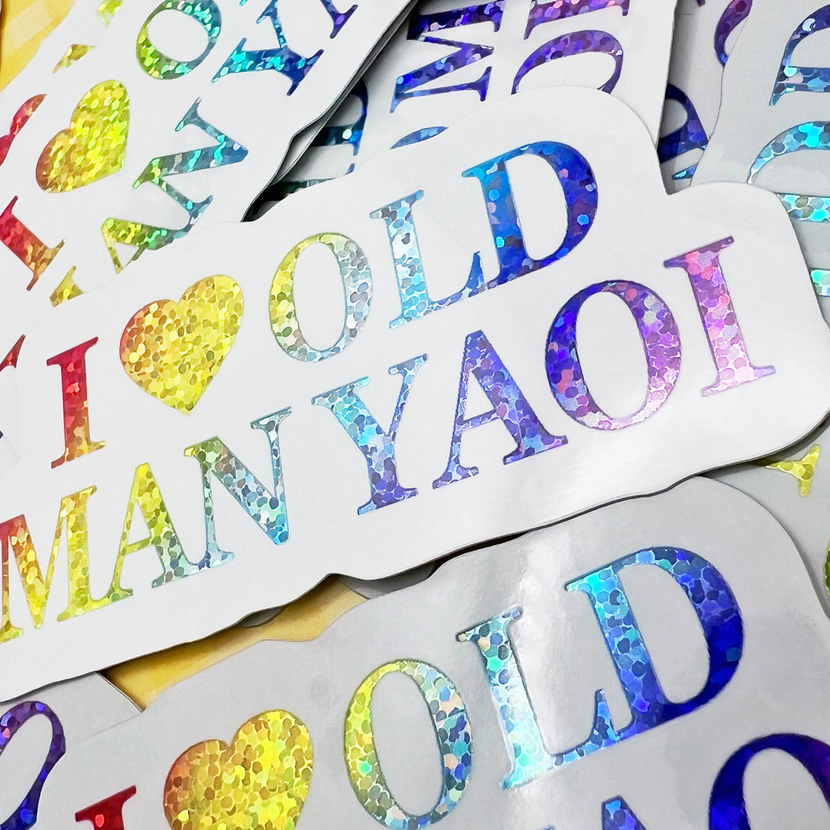 I Heart Old Man Yaoi Holo Sticker