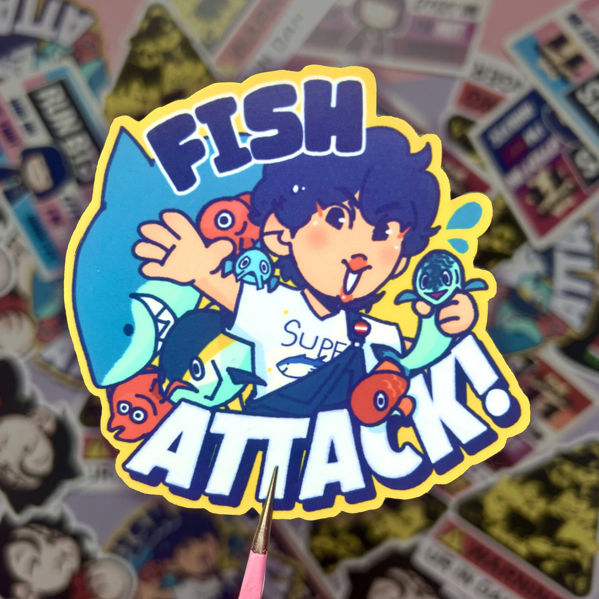 Seokjin Fish Attack Sticker
