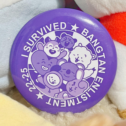 I Survived BTS Enlistment Button: Round Can Badge